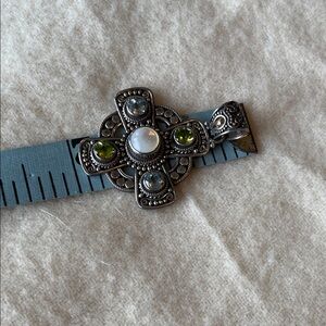 Elegant Silver Pendant with Gemstones